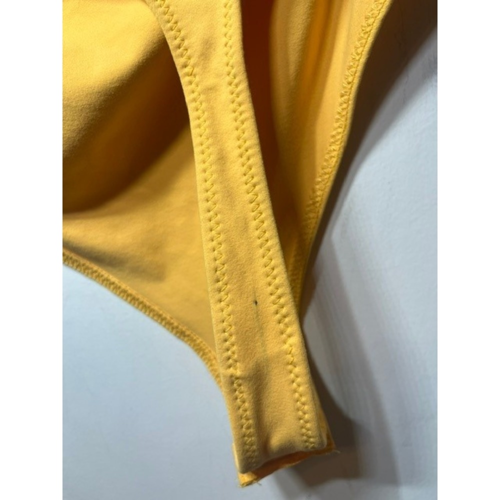 Intimately Free People One Shoulder Puff Sleeve READ Yellow Ruched Thong XS - Picture 6 of 8